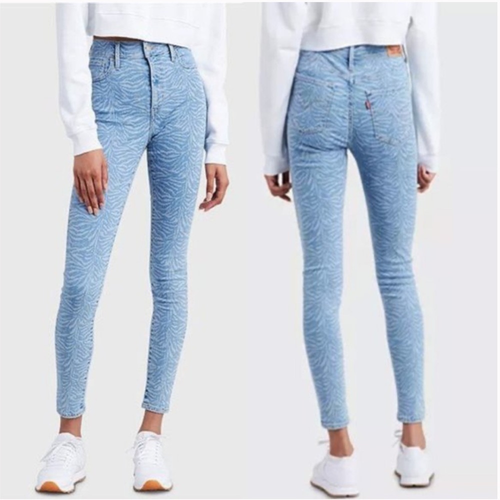 Levi's 720 Womens Light Wash Zebra-Print High-Rise Jeans Size 29